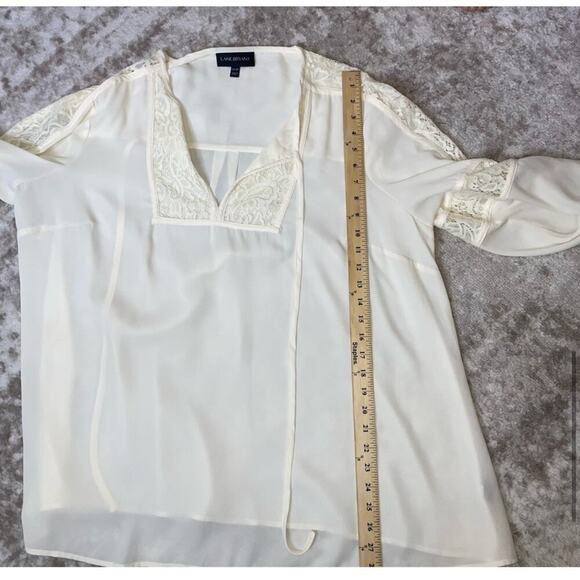 Lane Bryant lack/crochet sleeve/neck line white long sleeve blouse SZ 18/20 - Picture 8 of 10